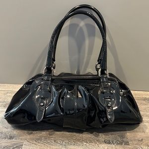 Stuart Weitzman Patent Black Leather Shoulder Bag